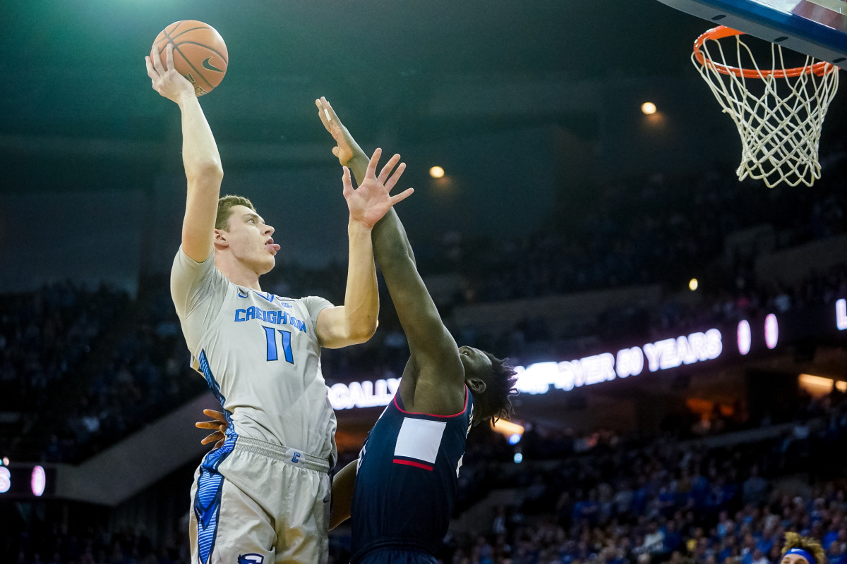 Creighton’s Ryan Kalkbrenner attempts a shot